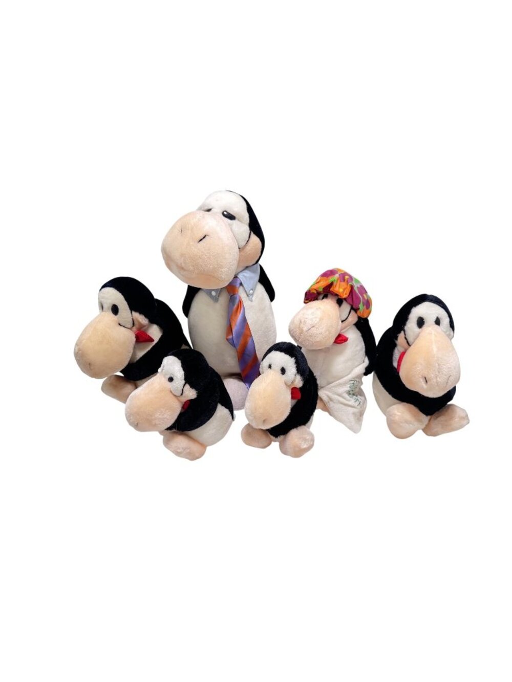 Dakin Opus Penguin Plush Lot of 6 Vintage 1980's Holliday Hotel Smoke Free Home